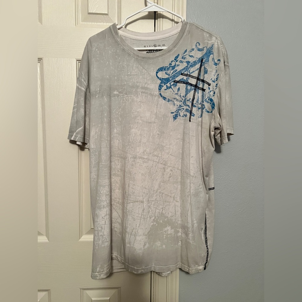 Vintage Y2K Archaic Affliction Mens Wings Blue Gray T Shirt Graphic X-Large XL - Picture 2 of 6